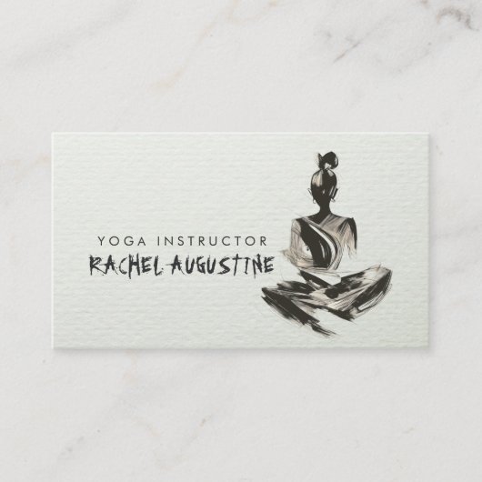 Yoga Instructeur Lotus Meditatie Pose Brushstrokes Visitekaartje (Voorkant)