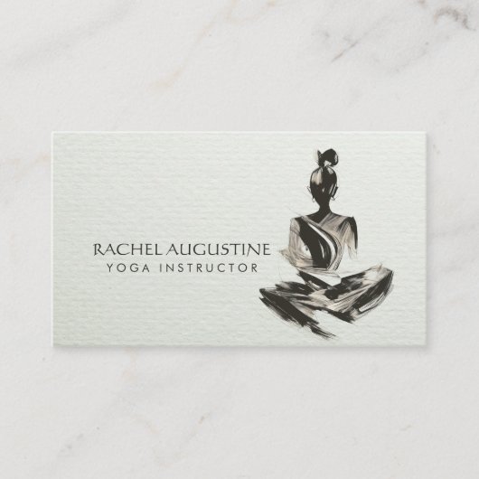 Yoga Instructeur Lotus Meditatie Pose Brushstrokes Visitekaartje (Voorkant)