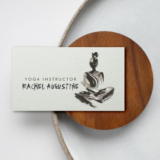 Yoga Instructeur Lotus Meditatie Pose Brushstrokes Visitekaartje