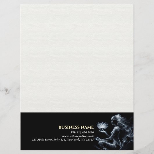 Yoga Instructeur Lotus Meditatie Pose Gloeiende Mi Briefhoofd (Voorkant)