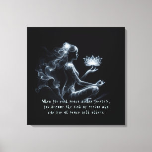 Yoga Instructeur Lotus Meditatie Pose Gloeiende Mi Canvas Afdruk