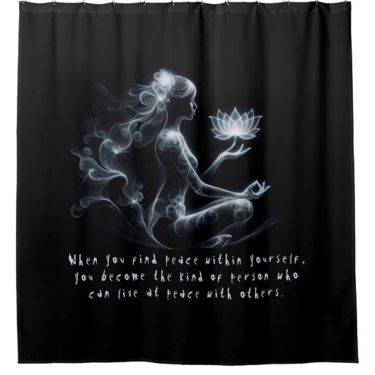 Yoga Instructeur Lotus Meditatie Pose Gloeiende Mi Douchegordijn (Voorkant)