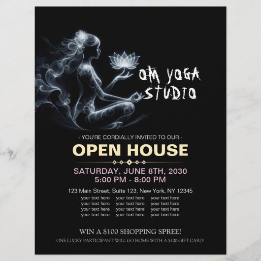 Yoga Instructeur Lotus Meditatie Pose Gloeiende Mi Flyer (Voorkant)