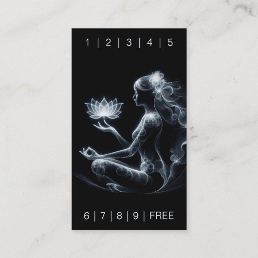 Yoga Instructeur Lotus Meditatie Pose Gloeiende Mi Klantenkaartje (Voorkant)