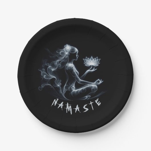 Yoga Instructeur Lotus Meditatie Pose Gloeiende Mi Papieren Bordje (Voorkant)