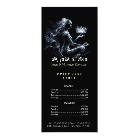 Yoga Instructeur Lotus Meditatie Pose Gloeiende Mi Reclamekaart (Voorkant)
