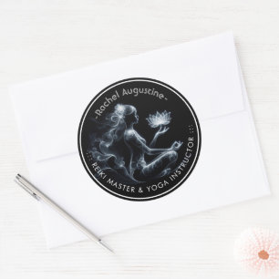 Yoga Instructeur Lotus Meditatie Pose Gloeiende Mi Ronde Sticker