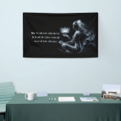 Yoga Instructeur Lotus Meditatie Pose Gloeiende Mi Spandoek (Beurs)