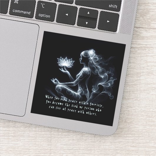Yoga Instructeur Lotus Meditatie Pose Gloeiende Mi Sticker (Detail)