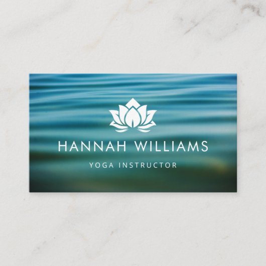 Yoga Instructeur Lotus Ocean Waves Visitekaartje (Voorkant)