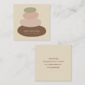Yoga Instructeur Massage Zen Stones Rustiek Vierkante Visitekaartje (Voorkant / Achterkant)