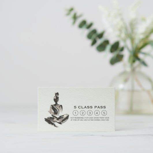 Yoga Instructeur Meditatie Brushstrokes Class Pass Klantenkaartje (Staand voorkant)