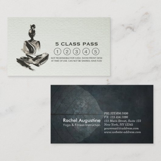 Yoga Instructeur Meditatie Brushstrokes Class Pass Klantenkaartje (Voorkant / Achterkant)