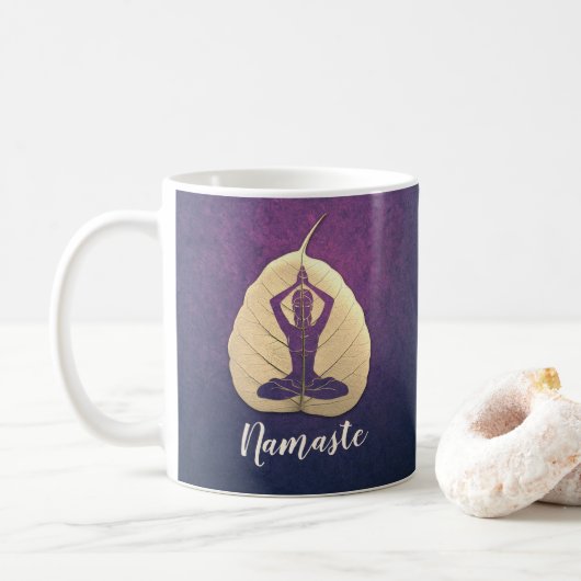YOGA Instructeur Meditation Pose Bodhi Leaf Cut Ar Koffiemok (Met donut)