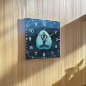 YOGA Instructeur Meditation Pose Bodhi Leaf Cut Ar Vierkante Klok