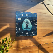 YOGA Instructeur Meditation Pose Bodhi Leaf Cut Ar Vierkante Klok