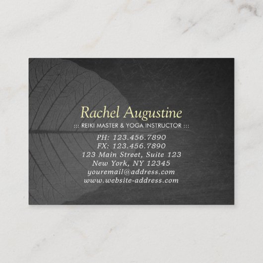 YOGA Instructeur Meditation Pose Bodhi Leaf Cuttin Kortingskaartje (Achterkant)