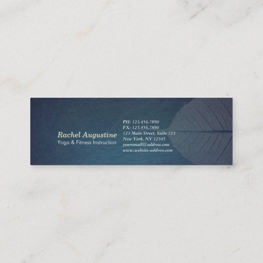 YOGA Instructeur Meditation Pose Bodhi Leaf Cuttin Mini Visitekaartje (Achterkant)