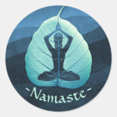 YOGA Instructeur Meditation Pose Bodhi Leaf Cuttin Ronde Sticker (Voorkant)