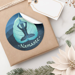 YOGA Instructeur Meditation Pose Bodhi Leaf Cuttin Ronde Sticker