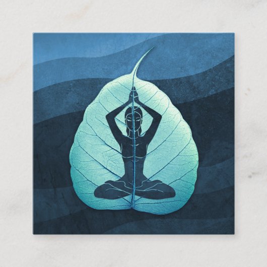 YOGA Instructeur Meditation Pose Bodhi Leaf Cuttin Vierkante Visitekaartje (Voorkant)