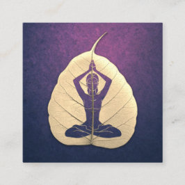 YOGA Instructeur Meditation Pose Bodhi Leaf Cuttin Vierkante Visitekaartje
