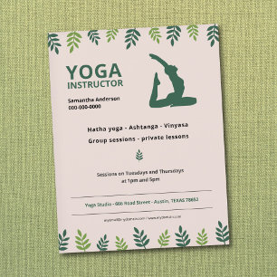 Yoga Instructeur met Groene Bladeren Flyer