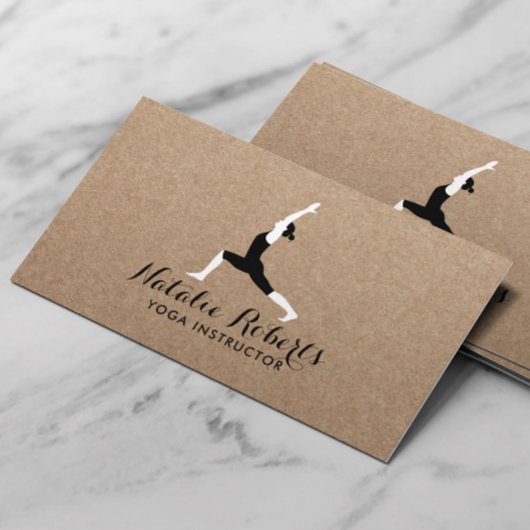 Yoga Instructeur Minimalistische Yoga Pose Rustiek Visitekaartje