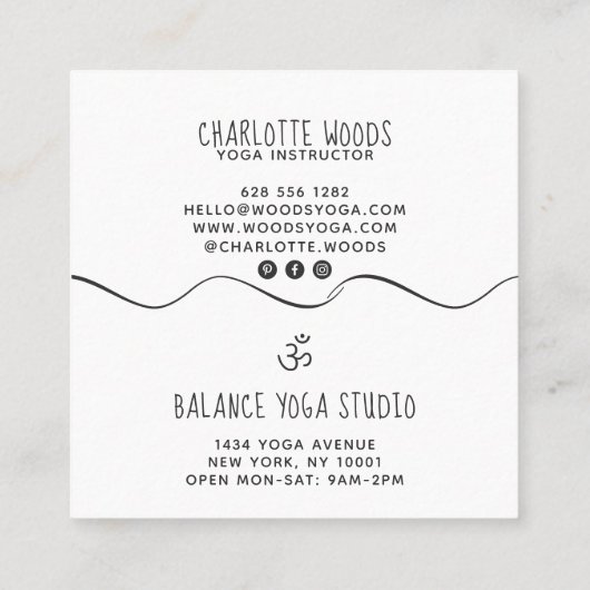 Yoga instructeur modern elegant trendy blauwgroen  vierkante visitekaartje (Achterkant)