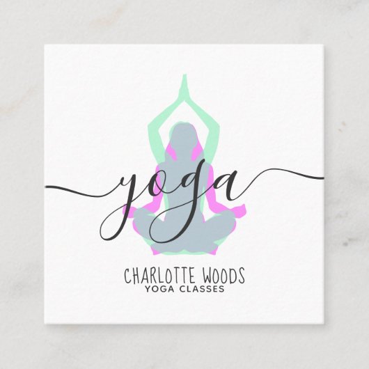 Yoga instructeur modern elegant trendy blauwgroen  vierkante visitekaartje (Voorkant)