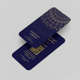 Yoga Instructeur Modern Midnight Blue Gold Mandala Visitekaartje