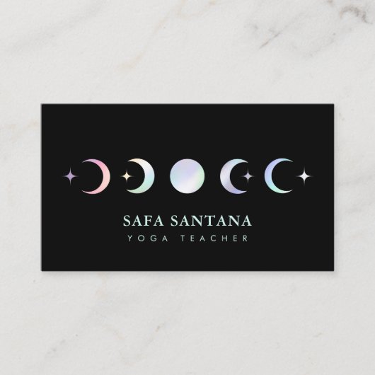 yoga instructeur Moon Fasen Holografisch Visitekaartje (Voorkant)