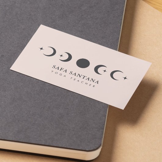 yoga instructeur Moon Phases blush pink Visitekaartje