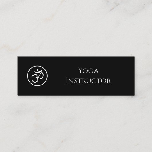 Yoga Instructeur OM Symbool QR code Zwart Mini Visitekaartje (Voorkant)