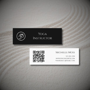Yoga Instructeur OM Symbool QR code Zwart Mini Visitekaartje