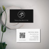 Yoga Instructeur OM Symbool QR code Zwart Wit Visitekaartje