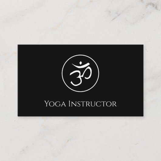 Yoga Instructeur OM Symbool QR code Zwart Wit Visitekaartje (Voorkant)