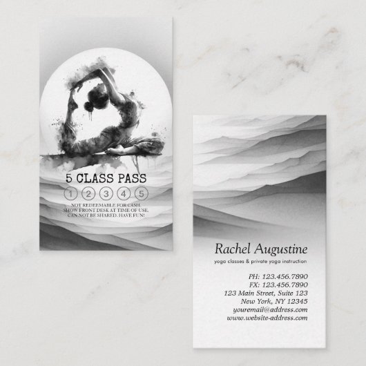 Yoga Instructeur One-Legged King Pose 5 Class Pass Klantenkaartje (Voorkant / Achterkant)