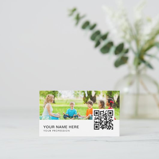 Yoga instructeur QR Code Visitekaartje (Staand voorkant)