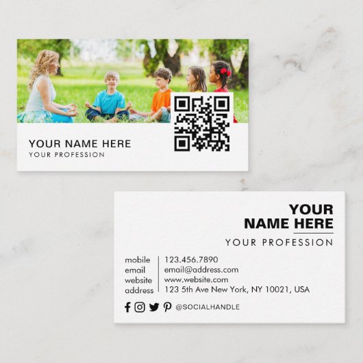 Yoga instructeur QR Code Visitekaartje (Voorkant / Achterkant)