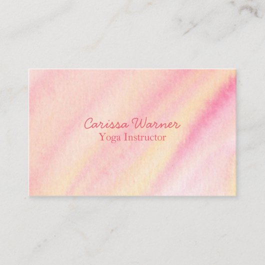 Yoga Instructeur Rustig Roze Waterverf Wassen Visitekaartje (Voorkant)
