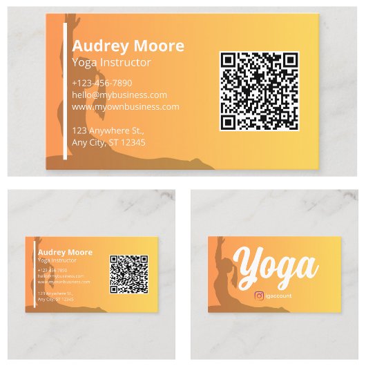 Yoga Instructeur Sjablonen QR Code Visitekaartje