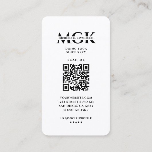 Yoga Instructeur Spa Therapeut Mandala Minimal Visitekaartje (Achterkant)