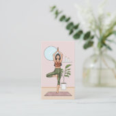 Yoga Instructeur Tree Pose Balance Fitness Trainer Visitekaartje (Staand voorkant)