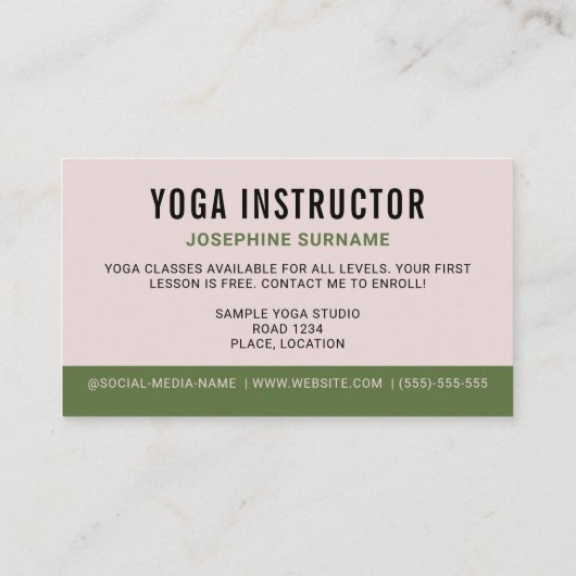 Yoga Instructeur Tree Pose Balance Fitness Trainer Visitekaartje (Achterkant)