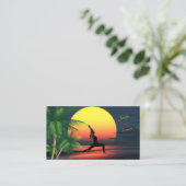 Yoga Instructeur Tropische Zonsondergang Palmbomen Visitekaartje (Staand voorkant)