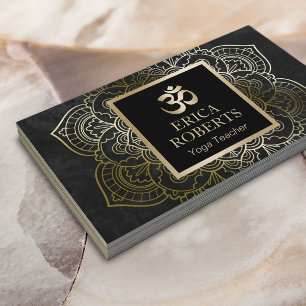 Yoga-instructeur Vintage Gouden Mandala & Om-teken Visitekaartje