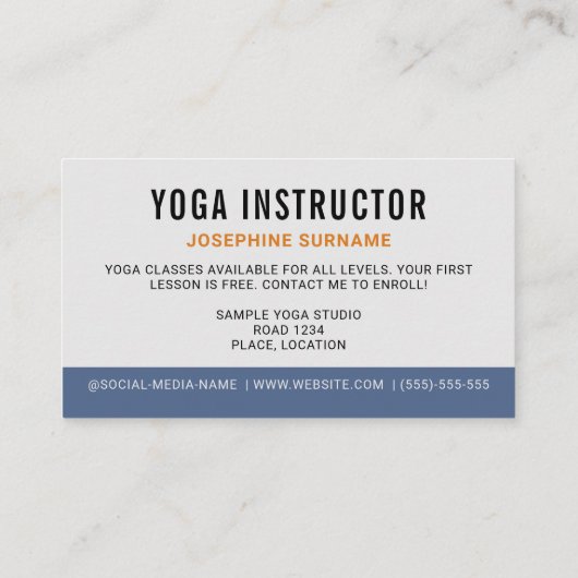 Yoga Instructeur Vrouw Naar beneden gerichte Hond  Visitekaartje (Achterkant)