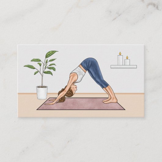 Yoga Instructeur Vrouw Naar beneden gerichte Hond  Visitekaartje (Voorkant)