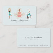 Yoga Instructeur Vrouwen Boom Pose Lichtblauw Visitekaartje (Voorkant / Achterkant)